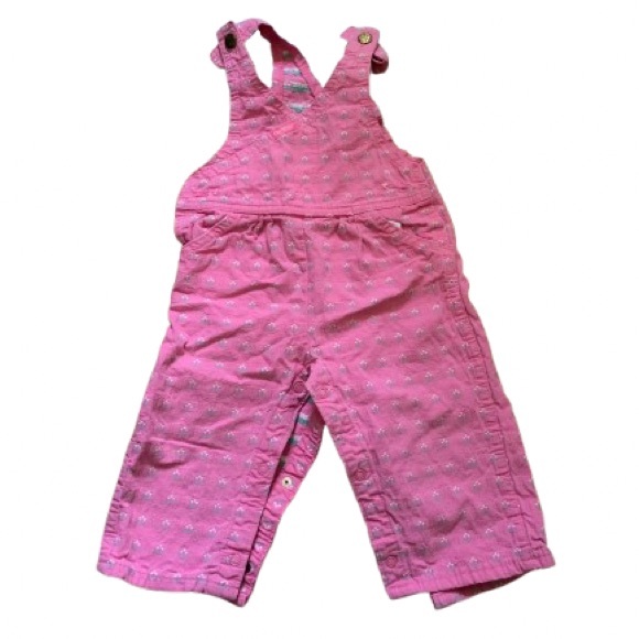 Vintage Oshkosh Floral Pink Overalls 24 M - Picture 1 of 7